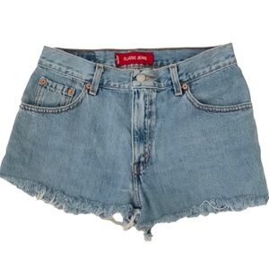 LEVI'S WOMENS CUTOFF DENIM SHORTS HIGH RISE RAW HEM CLASSIC FIT SIZE 8